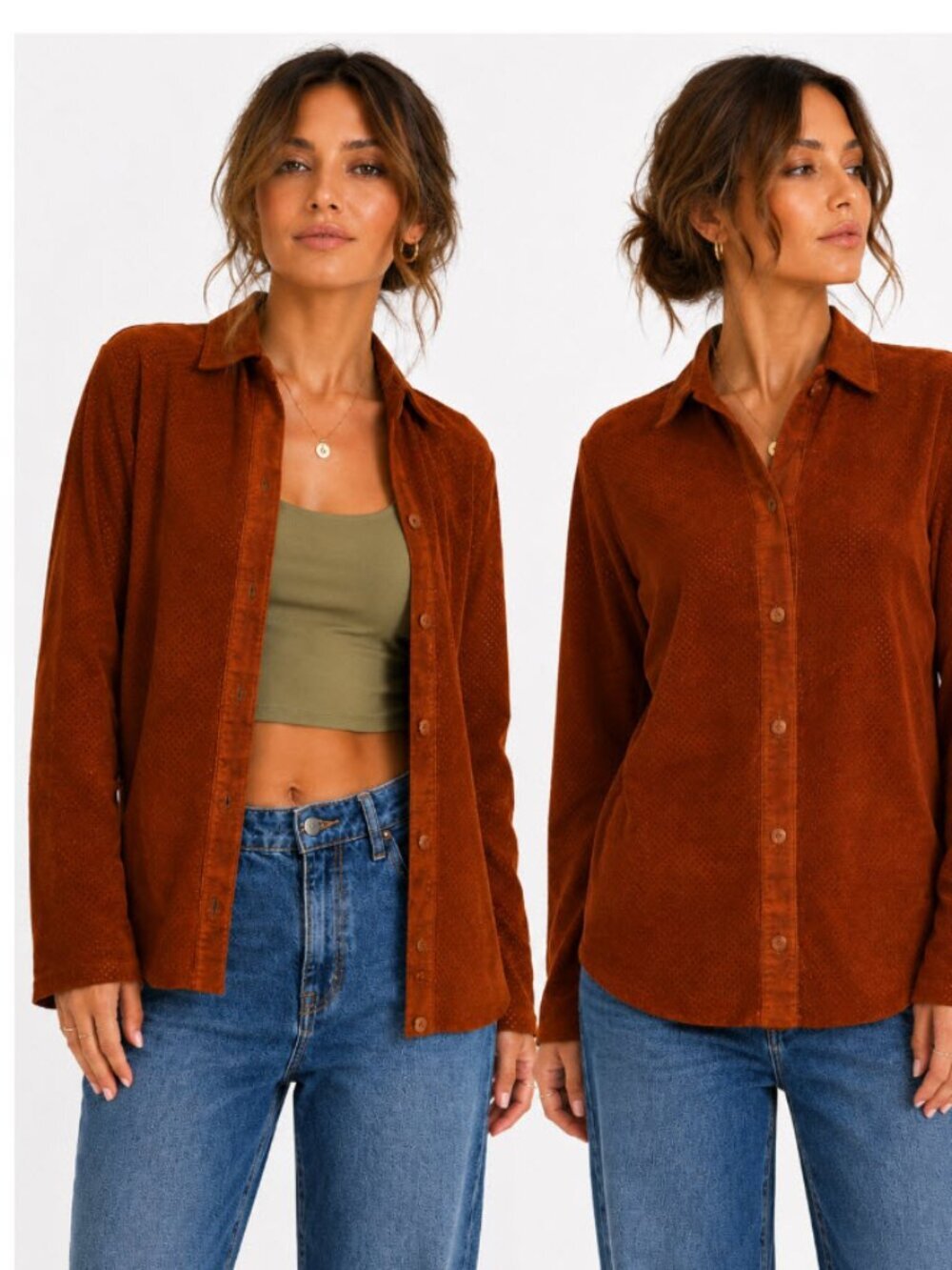 Danier Suede Shirt Rust Perforated Jacket Boho Western Layering Small